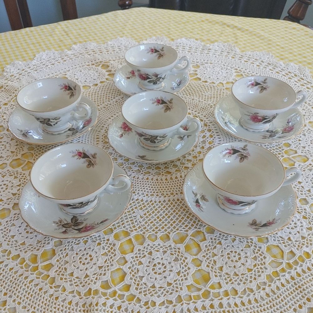 Vintage China Cups and Saucers (set of 6)